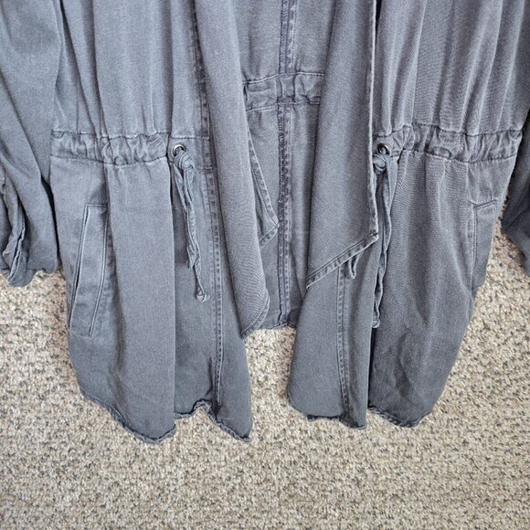 Knox Rose Jacket Womens Small Gray Open Front Button Tab Sleeve Casual - Picture 5 of 7